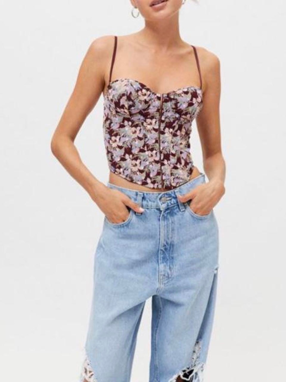 Urban outfitters corset top burgundy floral